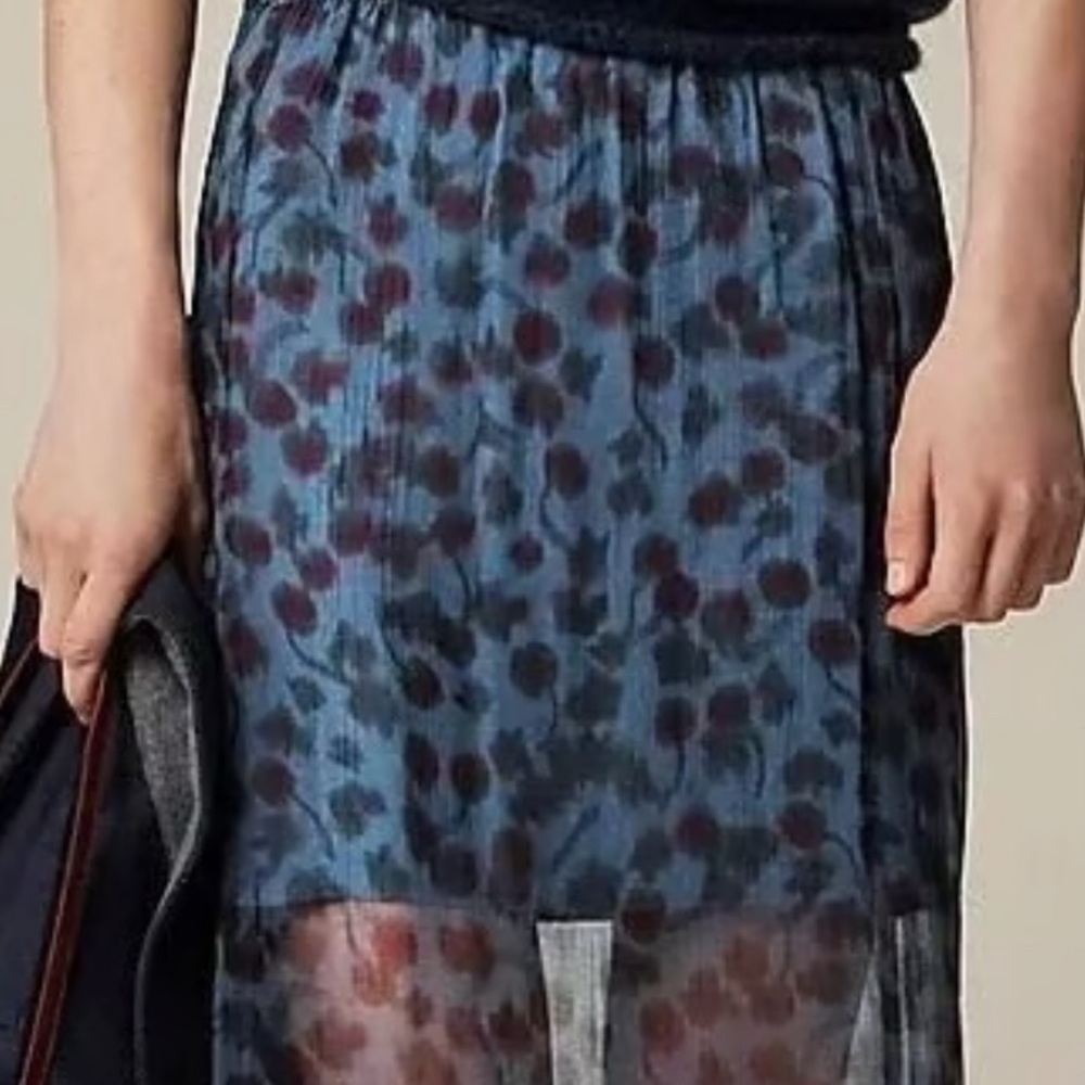 JCrew Gwen knee-length layered slip skirt in blurry cherry print XXS
 Skirt